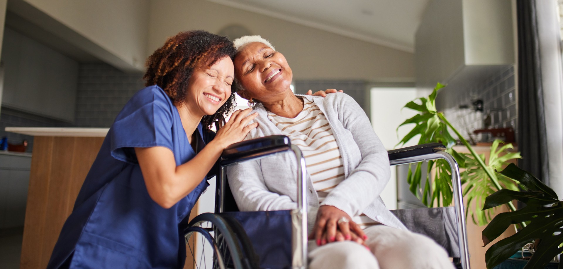 Tender Caregiver Moment: Senior Woman's Joy